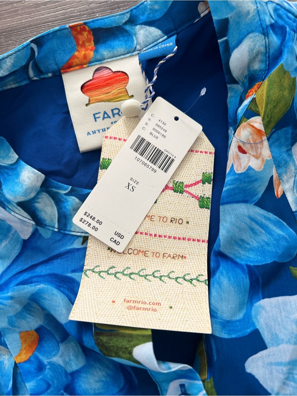 NWT Farm Rio x Anthropologie Long-Sleeve Mini Swing Dress Sz XS - Picture 4 of 8